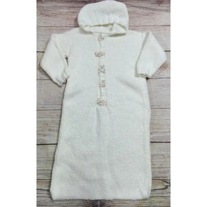 Vintage Hearthside Handworks Hooded Sweater Gown Infant Size 6 Months White